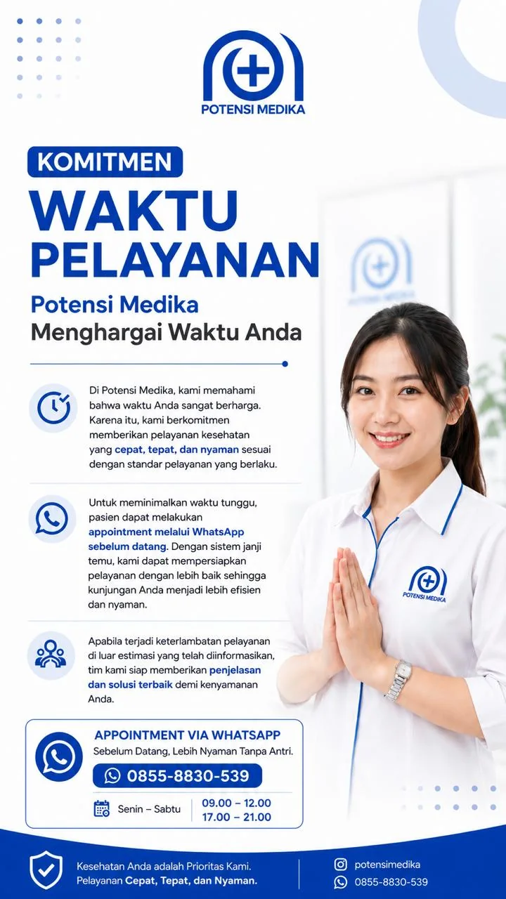 Poster waktu pelayanan Potensi Medika
