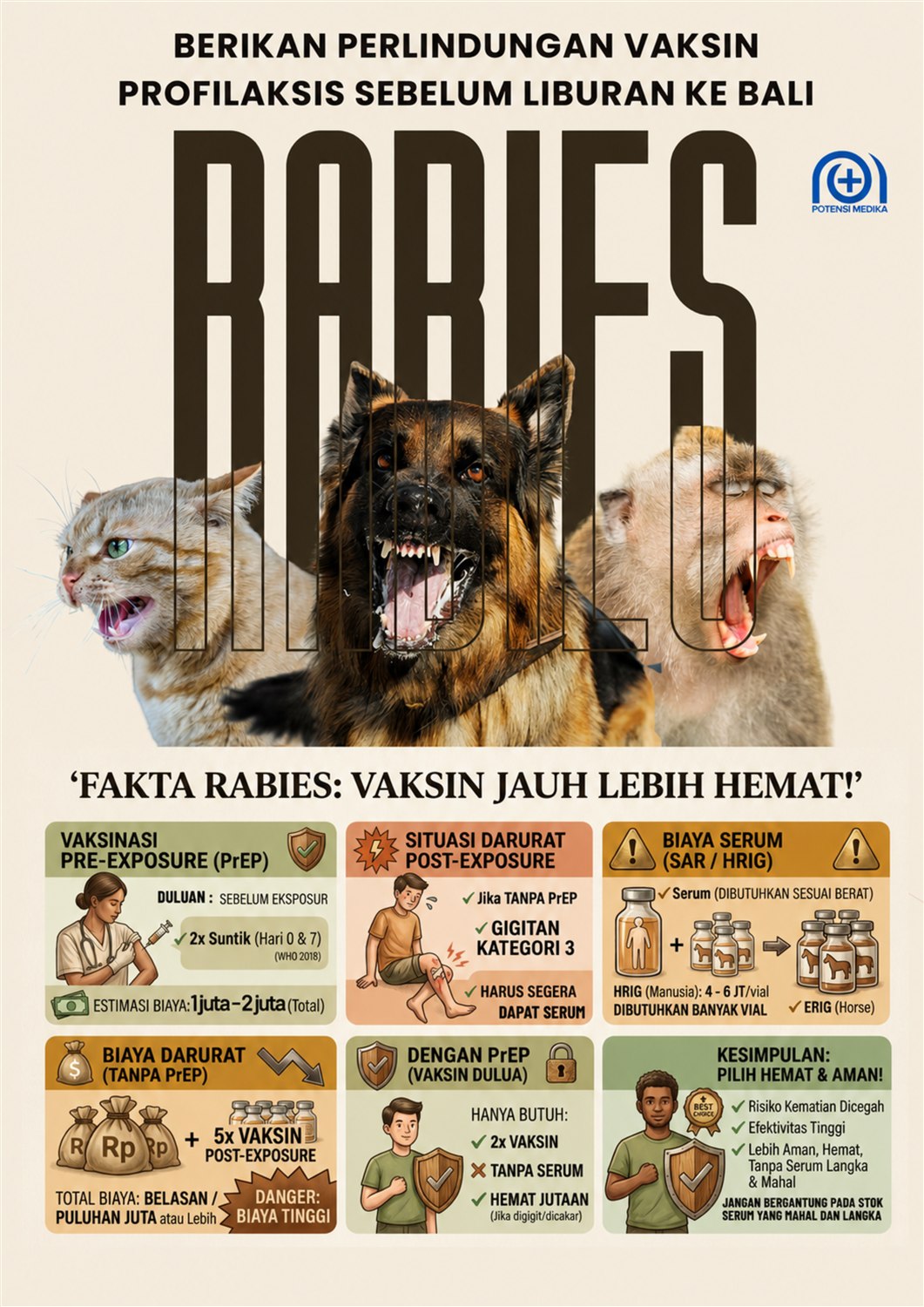 Poster pencegahan rabies sebelum bepergian